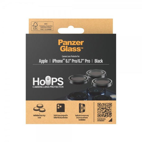 PanzerGlass iPhone 15 Pro/iPhone 15 Pro Max Kamerabeskyttelse Hoops Sort