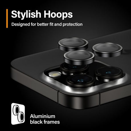 PanzerGlass iPhone 15 Pro/iPhone 15 Pro Max Kamerabeskyttelse Hoops Sort