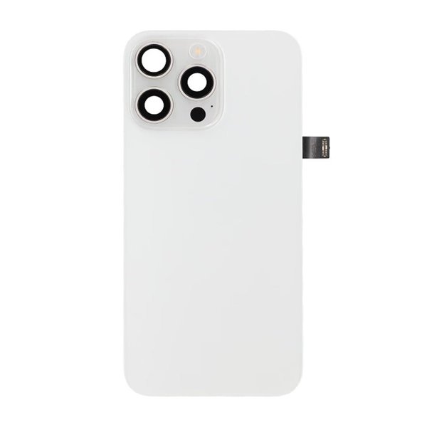 iPhone 15 Pro Max Bagside Glas Komplet OEM - Titaniumhvid