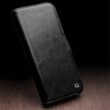 Qialino iPhone 15 Pro Max Etui Ægte Læder Sort