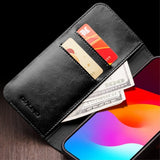 Qialino iPhone 15 Pro Max Etui Ægte Læder Sort
