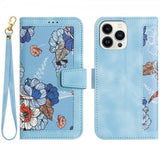 iPhone 15 Pro Max Cover Blomstermønster Lyseblå