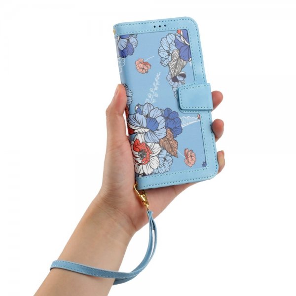 iPhone 15 Pro Max Cover Blomstermønster Lyseblå