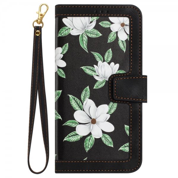 iPhone 15 Pro Max Cover Blomstermønster Sort