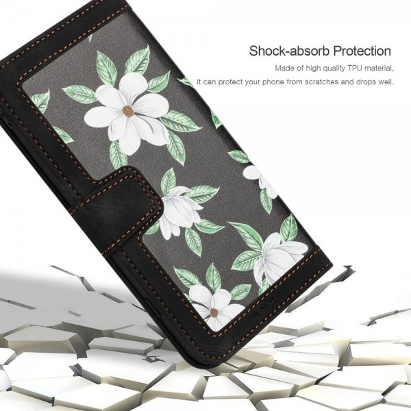 iPhone 15 Pro Max Cover Blomstermønster Sort