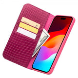Qialino iPhone 15 Pro Max Cover Krokodillemønster Rosa