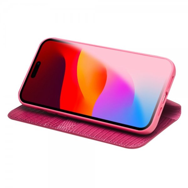 Qialino iPhone 15 Pro Max Cover Krokodillemønster Rosa