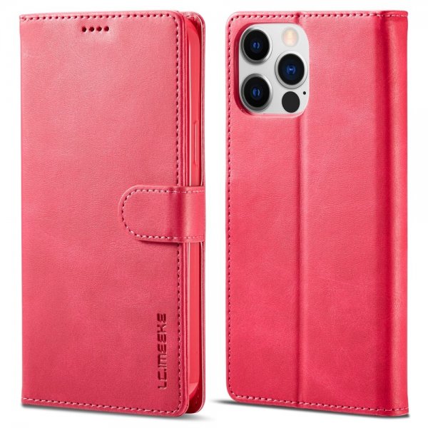 Lc.Imeeke iPhone 15 Pro Max Cover med Kortlomme Standerfunktion Magenta