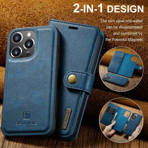 Dg.Ming iPhone 15 Pro Max Etui med Aftageligt Cover Blå