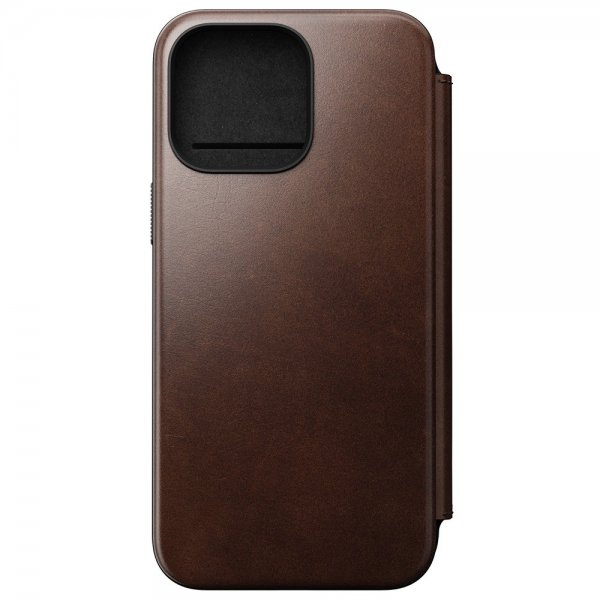 Nomad iPhone 15 Pro Max Cover Modern Leather Folio Horween Rustic Brown