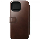 Nomad iPhone 15 Pro Max Cover Modern Leather Folio Horween Rustic Brown