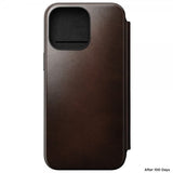 Nomad iPhone 15 Pro Max Cover Modern Leather Folio Horween Rustic Brown