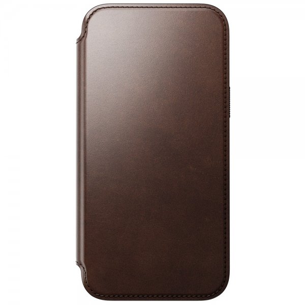 Nomad iPhone 15 Pro Max Cover Modern Leather Folio Horween Rustic Brown