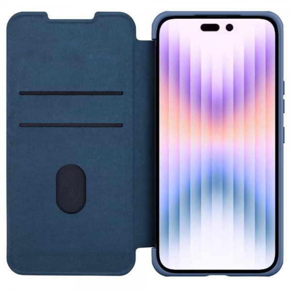 Nillkin iPhone 15 Pro Max Cover Qin Pro Series Blå