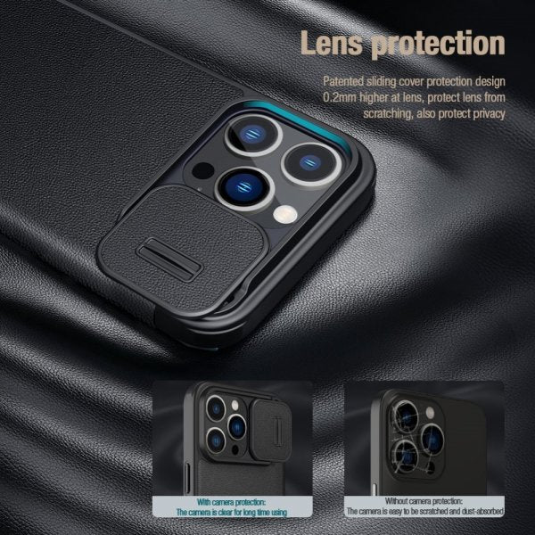 Nillkin iPhone 15 Pro Max Cover Qin Pro Series Blå