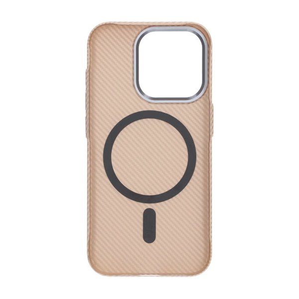 iPhone 15 Pro Max Cover Kulfibermønster MagSafe Guld