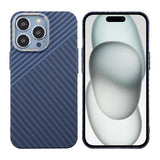 iPhone 15 Pro Max Cover Kulstofmønster Blå Grå
