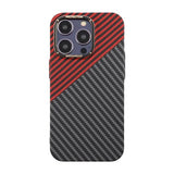 iPhone 15 Pro Max Cover Kulfibermønster Sort Rød