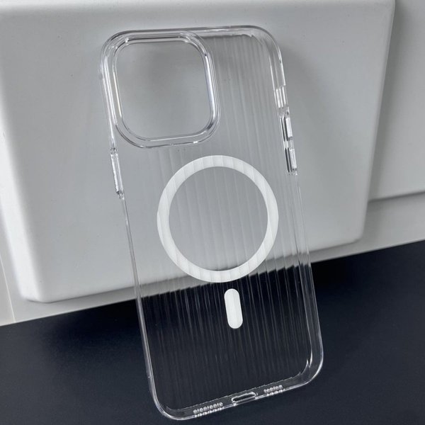 iPhone 15 Pro Max Cover Bølget MagSafe Transparent