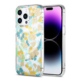 iPhone 15 Pro Max Cover Blomstermønster MagSafe Turkis