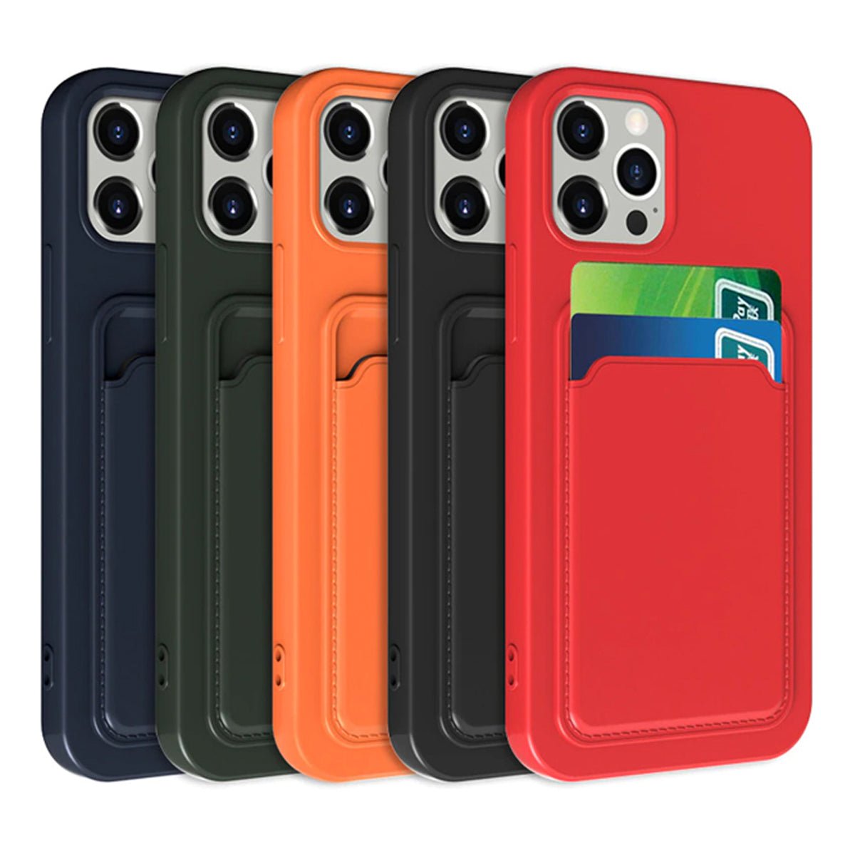 iPhone 15 Pro Max Cover Silikone Kortholder Sort