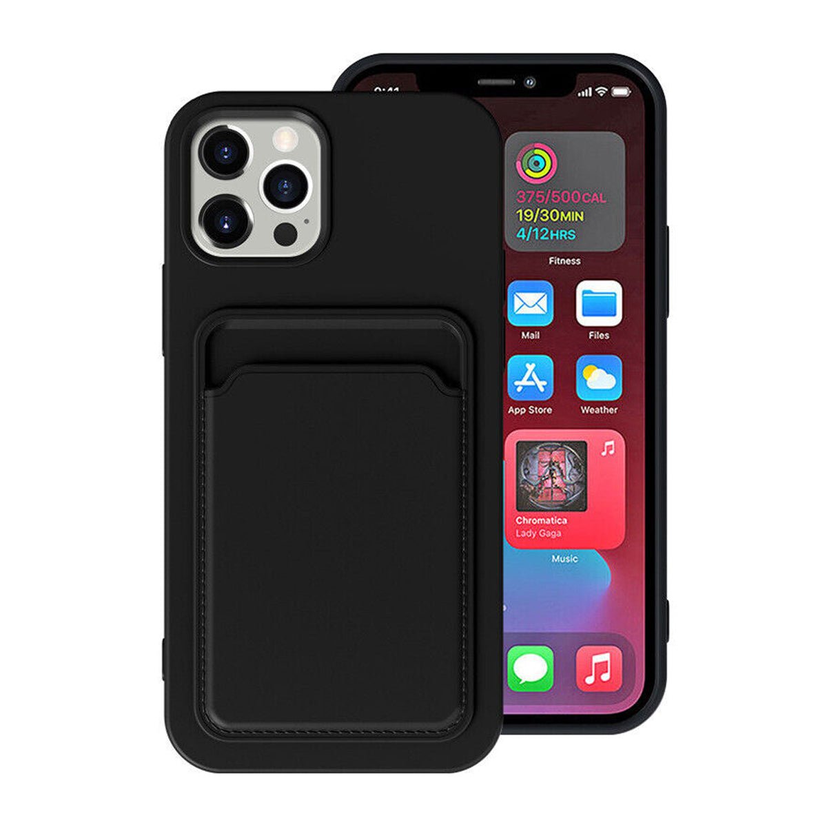 iPhone 15 Pro Max Cover Silikone Kortholder Sort
