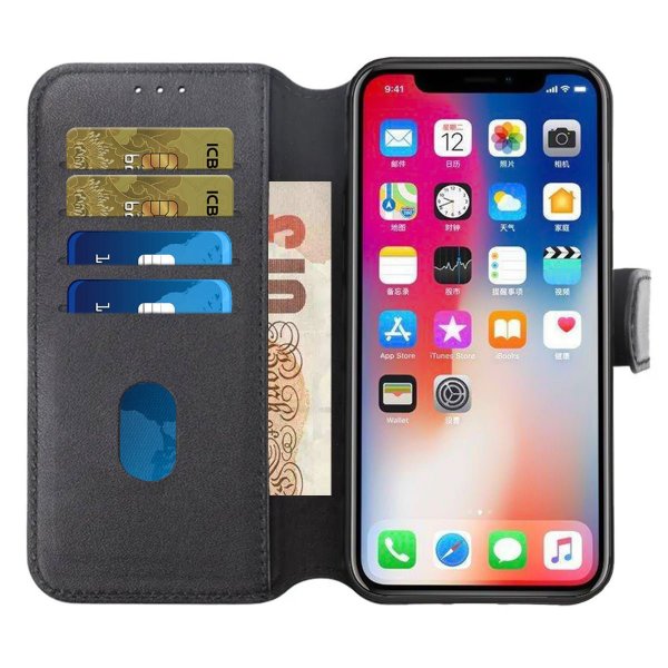 Rvelon iPhone 15 Pro Max Etui Ægte Læder Sort
