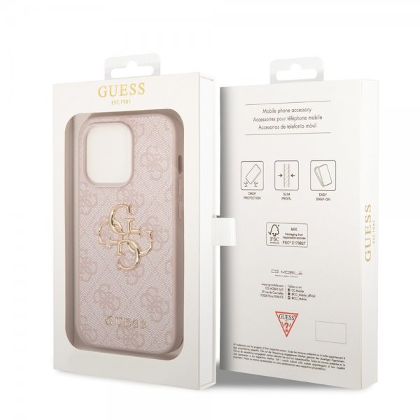 Guess iPhone 15 Pro Max Cover 4G Logo Rosa