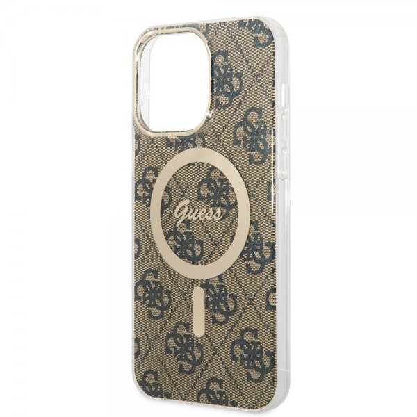 Guess iPhone 15 Pro Max Cover 4G Pattern MagSafe Brun