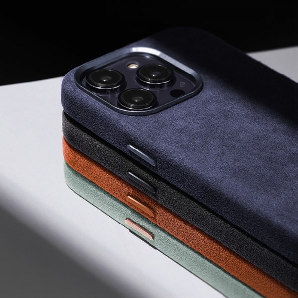 iPhone 15 Pro Max Cover Alcantara MagSafe Grå