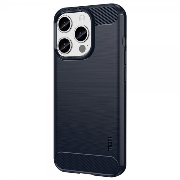 Mofi iPhone 15 Pro Max Cover Børstet Kulfibertekstur Blå