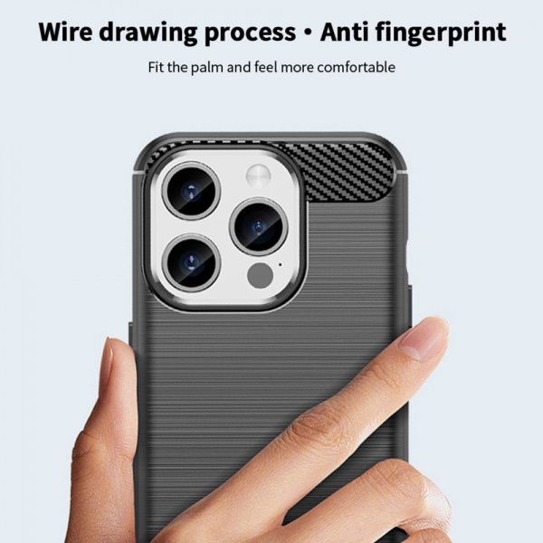 Mofi iPhone 15 Pro Max Cover Børstet Kulfibertekstur Blå