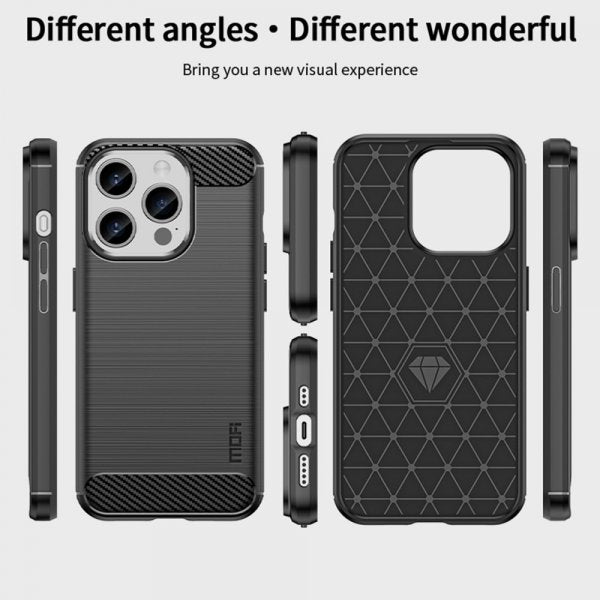 Mofi iPhone 15 Pro Max Cover Børstet Kulfibertekstur Blå