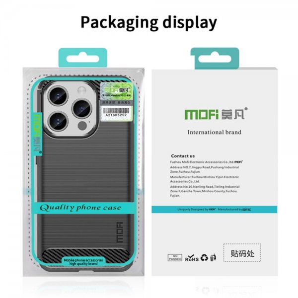 Mofi iPhone 15 Pro Max Cover Børstet Kulfibertekstur Blå