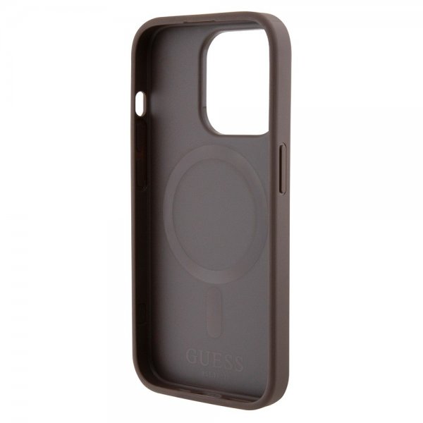Guess iPhone 15 Pro Max Cover Bottom Stripe MagSafe Brun