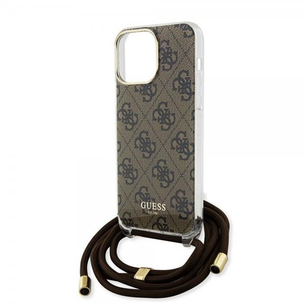 Guess iPhone 15 Pro Max Cover Crossbody Cord Brun