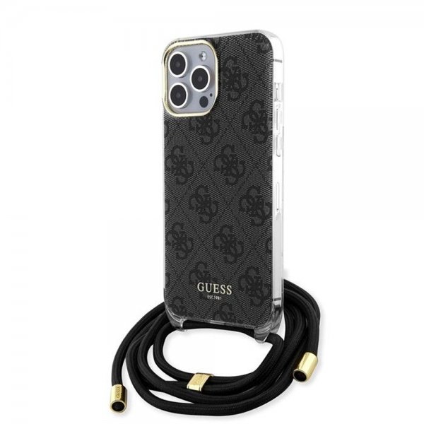 Guess iPhone 15 Pro Max Cover Crossbody Cord Sort