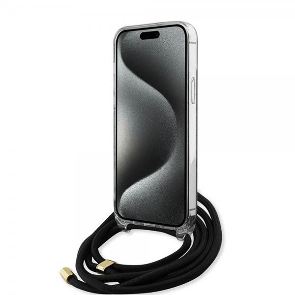 Guess iPhone 15 Pro Max Cover Crossbody Cord Sort