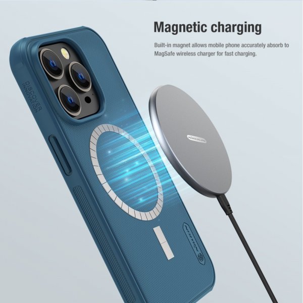 Nillkin iPhone 15 Pro Max Cover Frosted Shield Pro MagSafe Blå