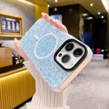 iPhone 15 Pro Max Cover Glitter MagSafe Blå