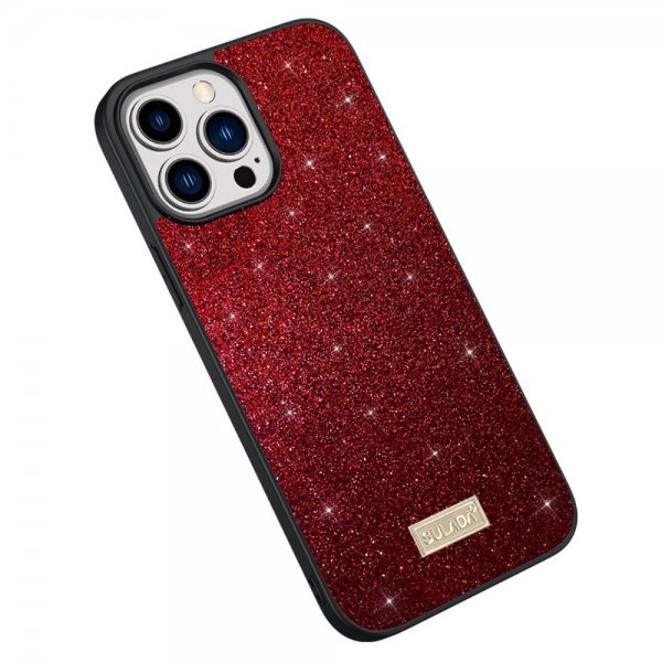 Sulada iPhone 15 Pro Max Cover Glitter Rød