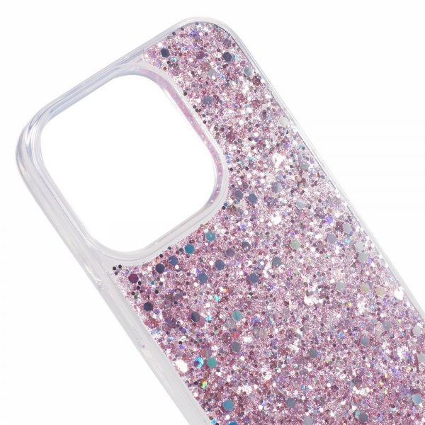 iPhone 15 Pro Max Cover med Glitterpailletter Rosa