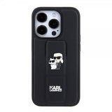 Karl Lagerfeld iPhone 15 Pro Max Cover Grip Stand Funktion Sort