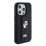 Karl Lagerfeld iPhone 15 Pro Max Cover Grip Stand Funktion Sort