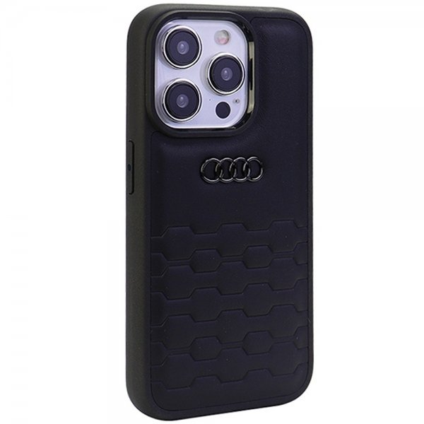 Audi iPhone 15 Pro Max Cover GT Synthetic Leather Sort