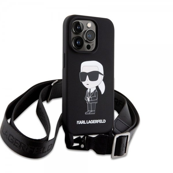 Karl Lagerfeld iPhone 15 Pro Max Cover Ikonik Crossbody Sort