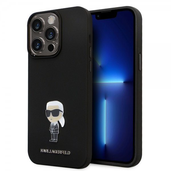 Karl Lagerfeld iPhone 15 Pro Max Cover Ikonik Metal Pin Sort
