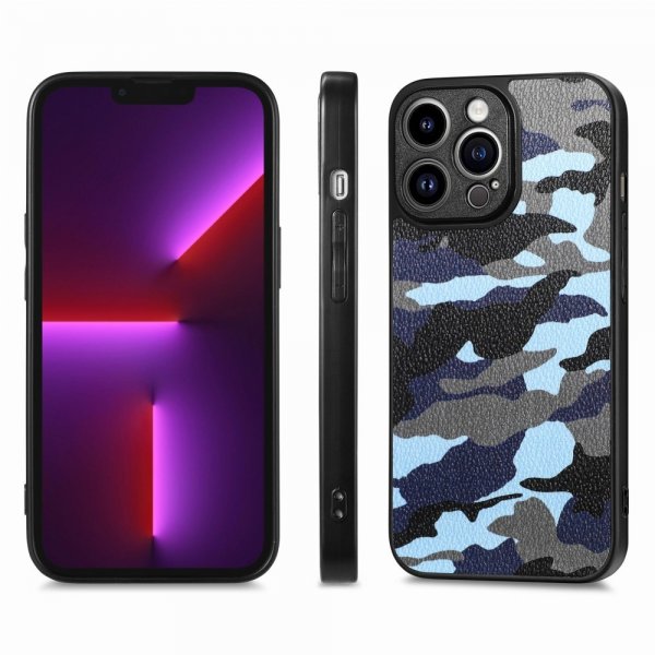 iPhone 15 Pro Max Cover Camouflage Blå