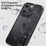 Ipaky iPhone 15 Pro Max Cover Kulfibermønster Blå