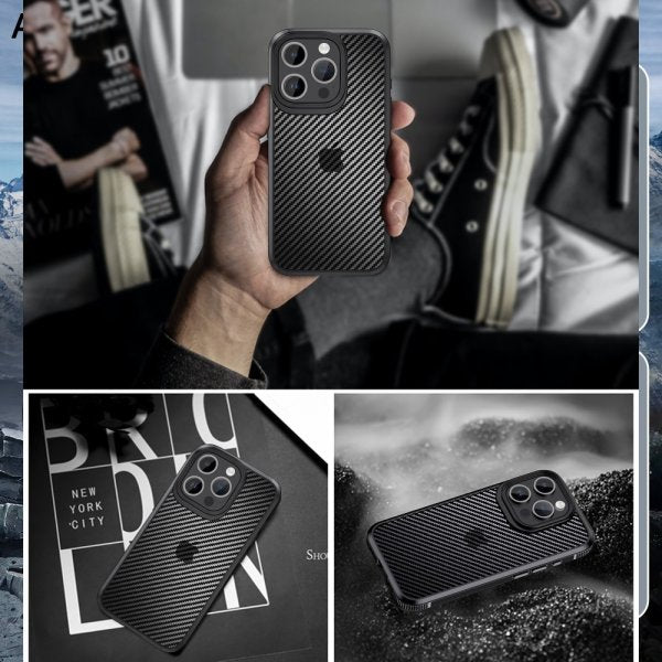 Ipaky iPhone 15 Pro Max Cover Kulfibermønster Blå